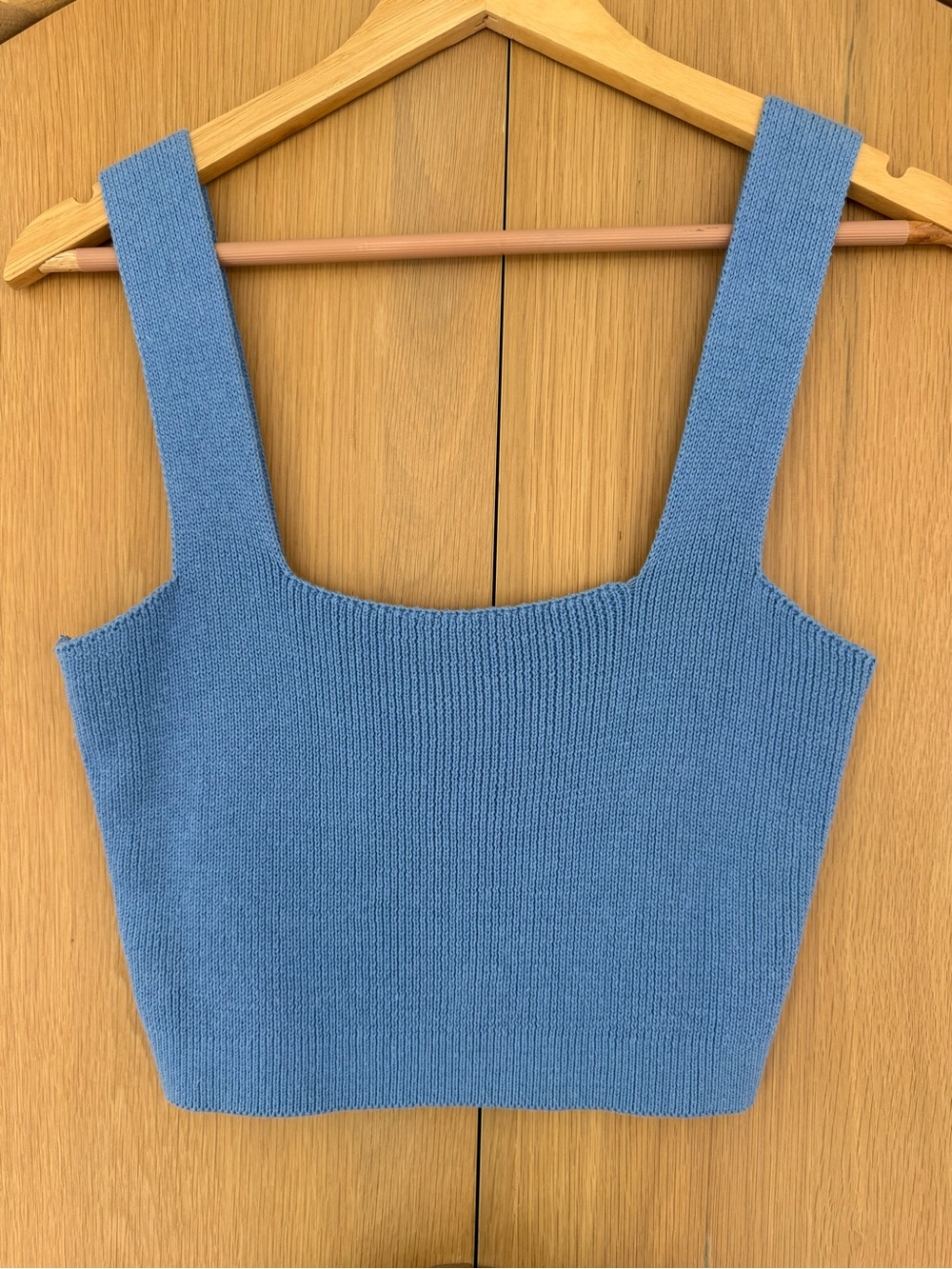 Keen The Label Blue Knit Square Neck Crop Top Size M